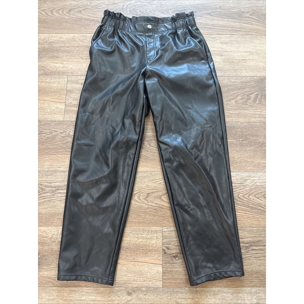 Loftβ Black Faux Leather Pants With Elastic High Waist Size Small edgy Night Out